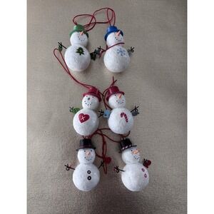 Hallmark Miniature Snowman Ornament Set Of Six Top Hat, Mittens Sparkle‎ 3015